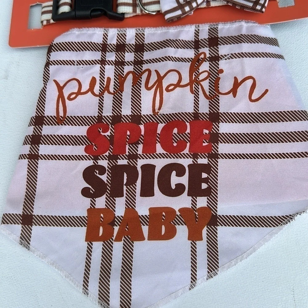 Pumpkin spice spice baby Matching Fall Pet Collar & Pet Bandana Set S/M